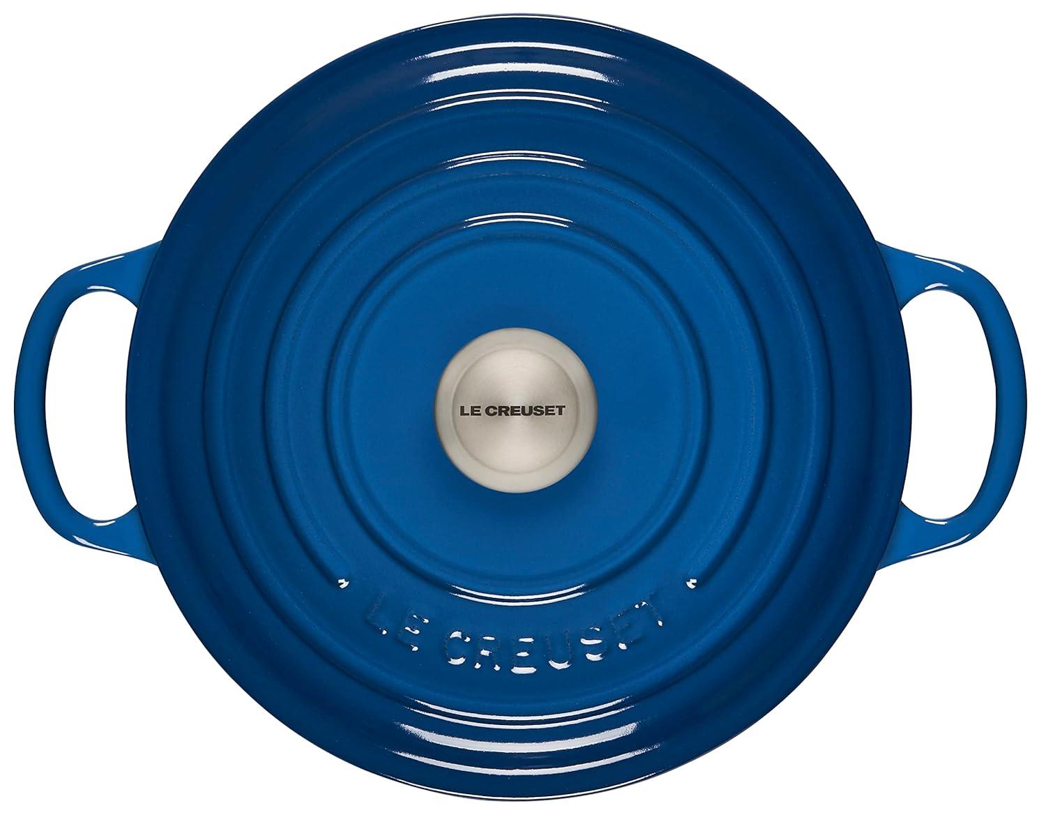 Marseille Blue Enameled Cast Iron Round Dutch Oven, 3.5 qt