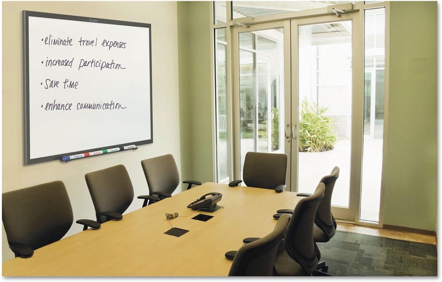 96'' x 48'' White Melamine Dry Erase Board with Black Aluminum Frame