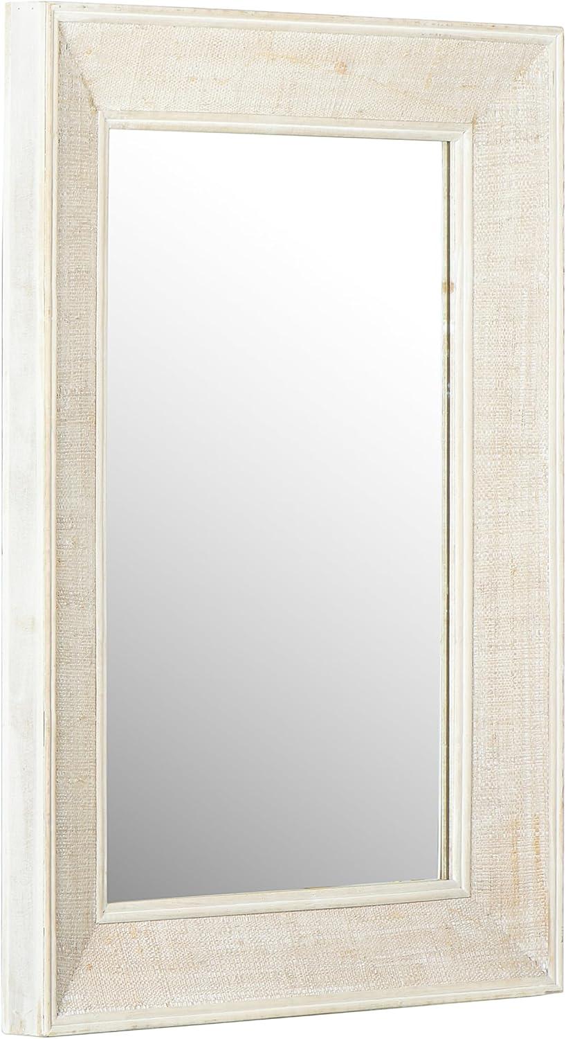 Rectangle Wall Mirror with Rattan Detail White - Storied Home: Coastal Style, Firwood & Glass, No Assembly Required