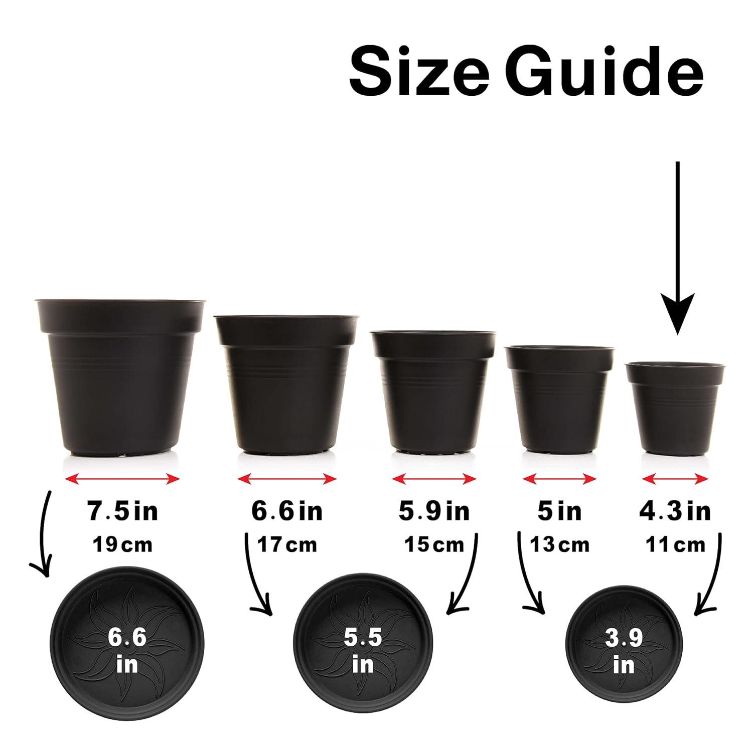Mintra Garden Pots 4pk (Black, 11cm Diameter (4.3in))