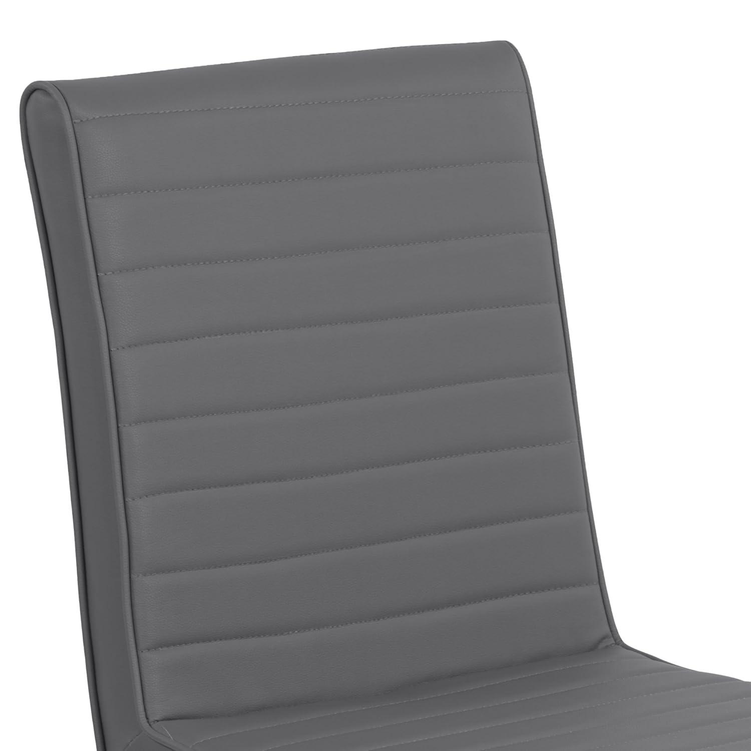 Armen Living Tempe Faux Leather Dining Chair in Gray/Stainless Steel (Set of 2)