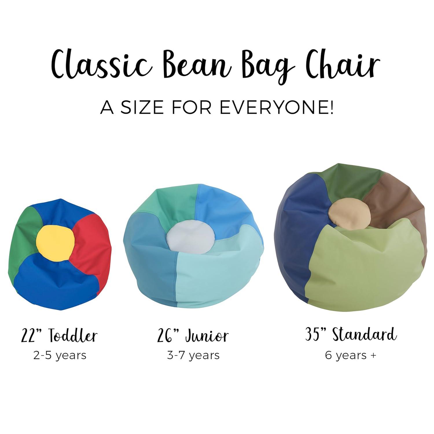 Factory Direct Partners 10477-TL SoftScape Classic 26" Junior Bean Bag Chair, Furniture for Kids, Libraries or Home - Teal