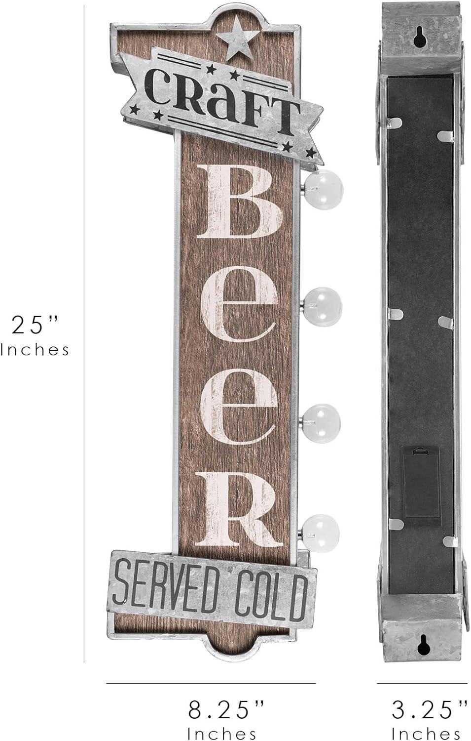 American Art Decor Craft Beer Served Cold Vintage LED Sign