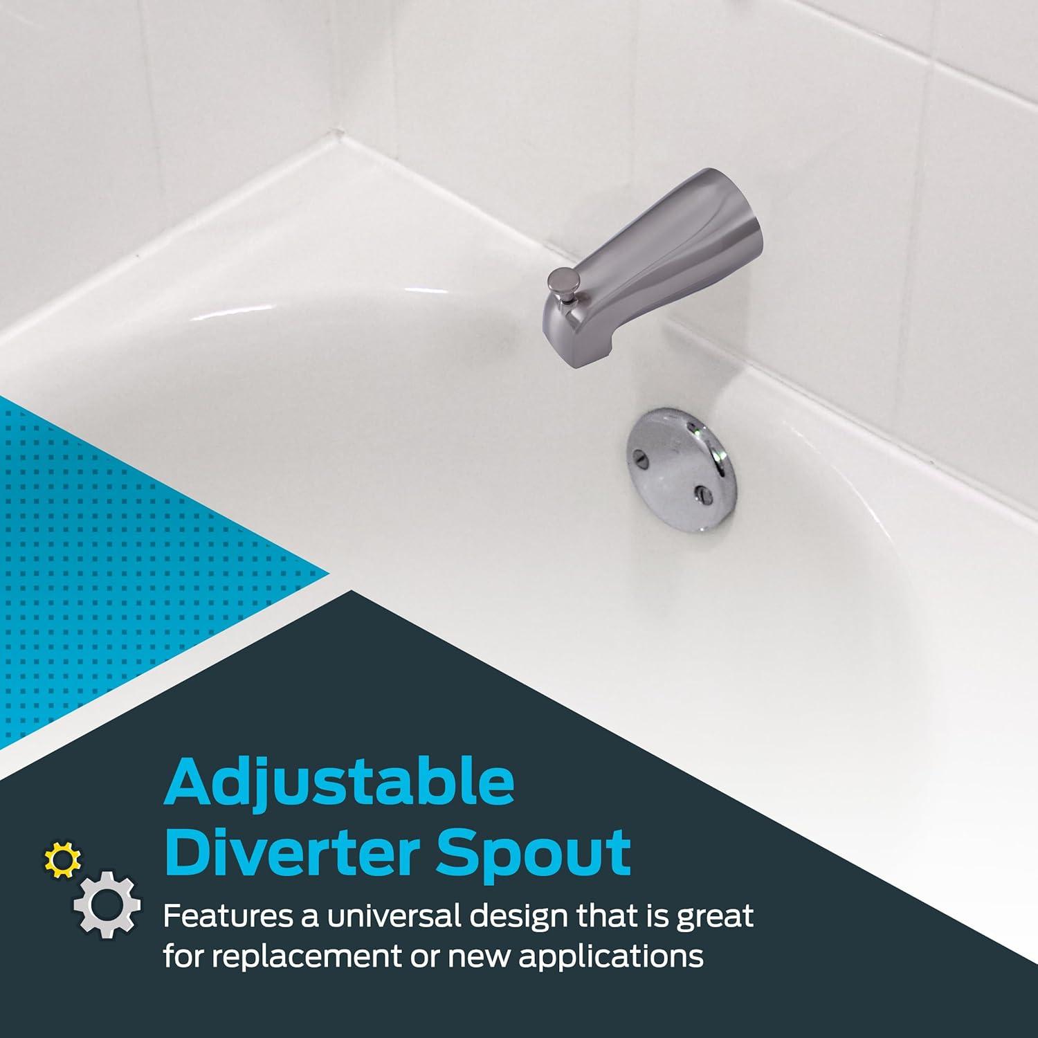 EZ-FLO 15084 Adjustable Diverter Spout Faucets, 5-3/8 inch Length, Chrome