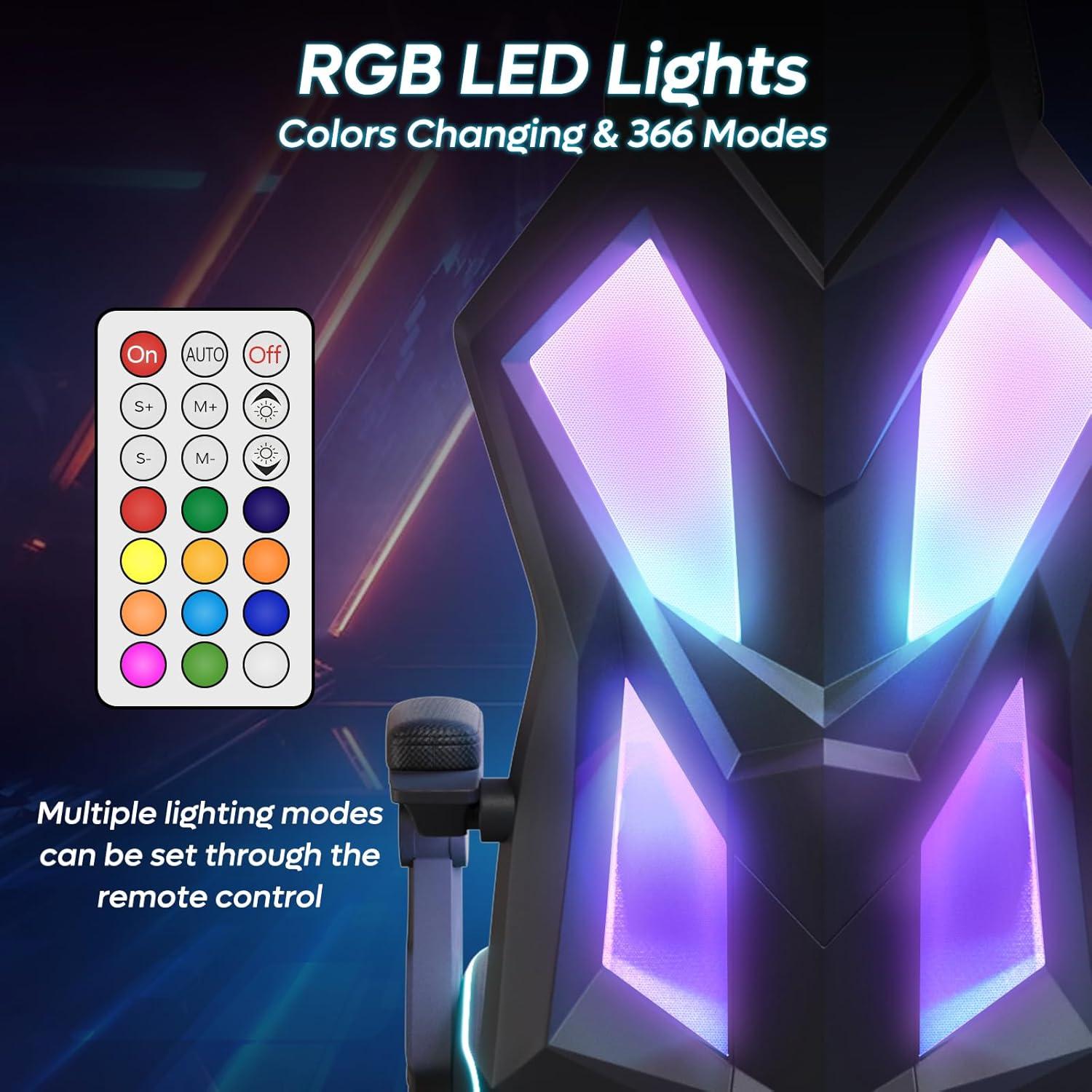 Bestier Black Red LED Gaming Chair with Breathable Fabric