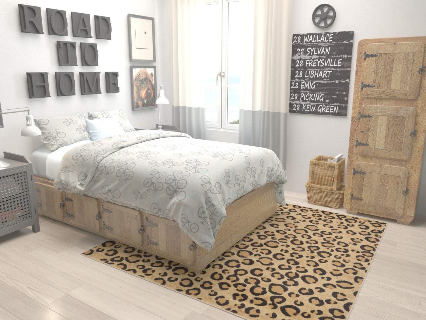 Unique Loom Wildlife Collection Area Rug - Leopard (6' 1" Square Light Brown/Black)