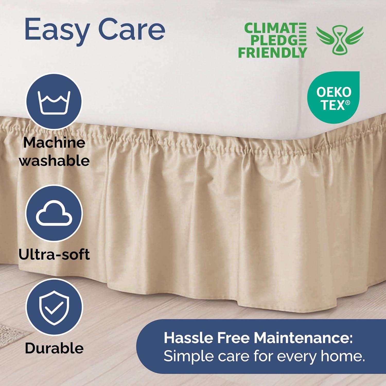 CGK Linens Ruffled Elastic Wrap Around Tailored Bed Skirt