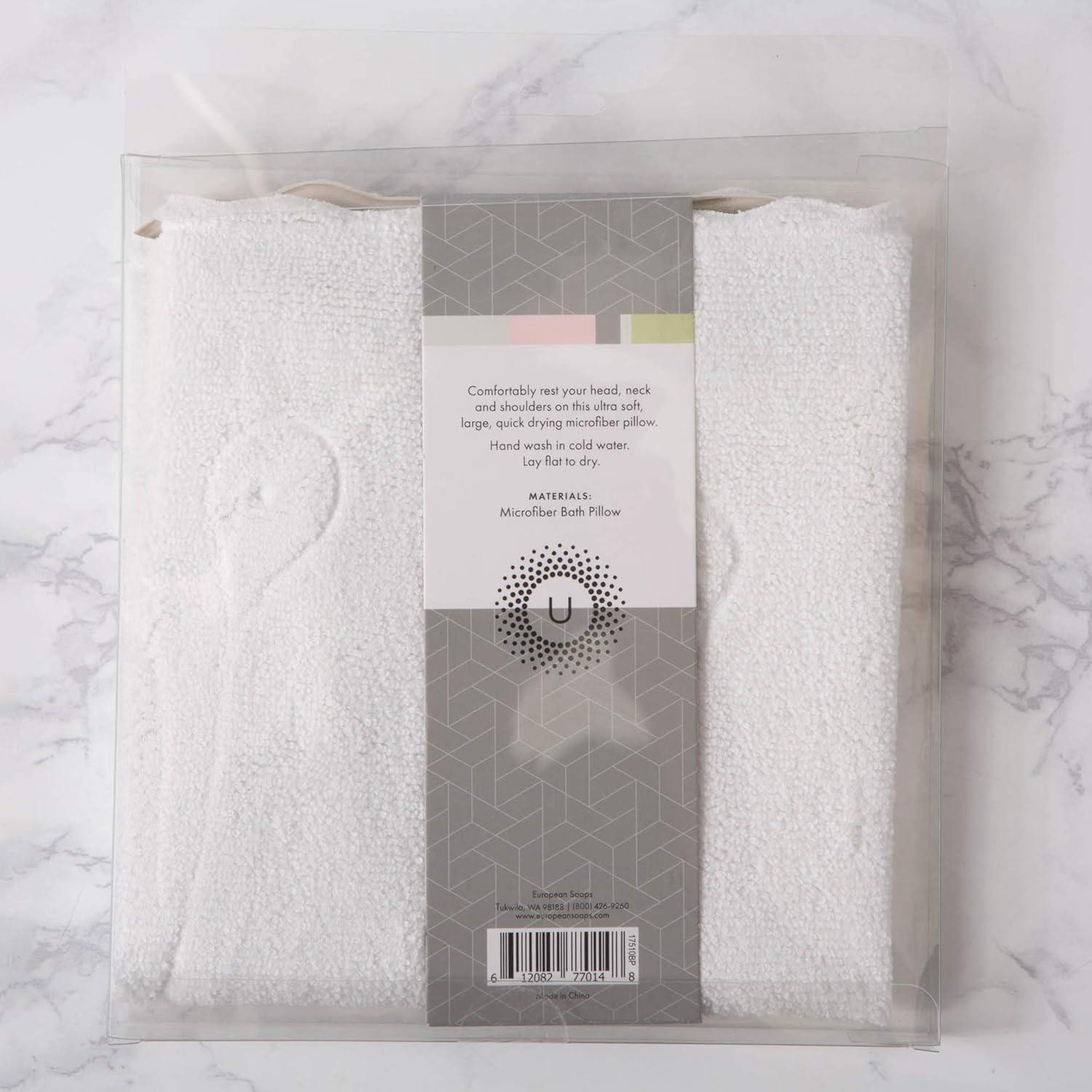 White Microfiber Bath Pillow with Suction Cups