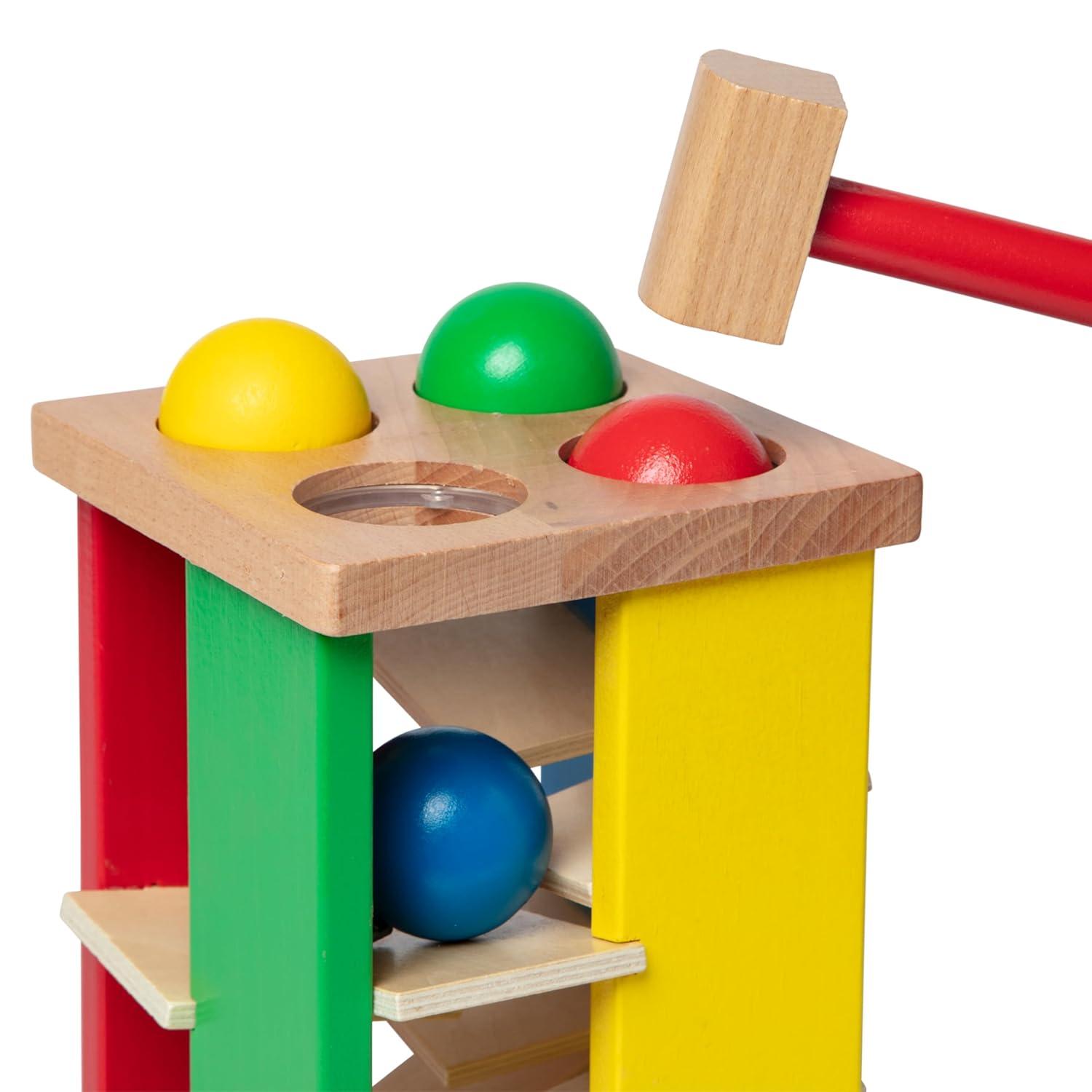 Melissa & Doug Deluxe Pound and Roll Wooden Tower Toy With Hammer