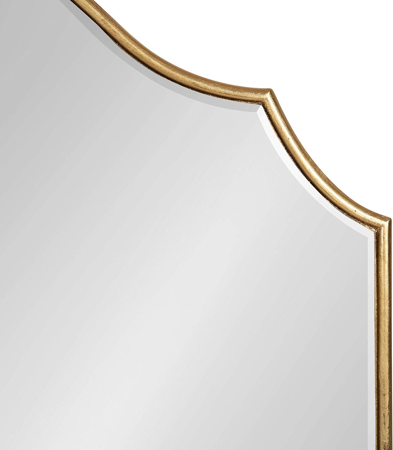 Kate and Laurel Leanna Glam Horizontal Wall Mirror, 27.5 x 31.5, Gold, Sophisticated Large Mirror for Wall