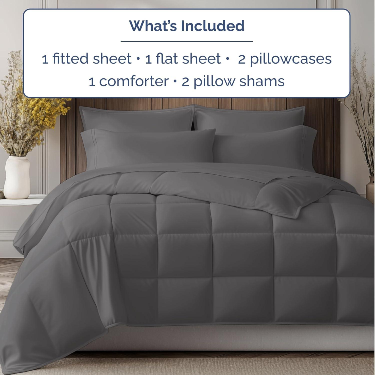 Sweet Home Collection All Season Bed-in-A-Bag 5pc/7pc Solid Color Comforter & Sheet Set Ultra Soft Bedding by Sweet Home Collection