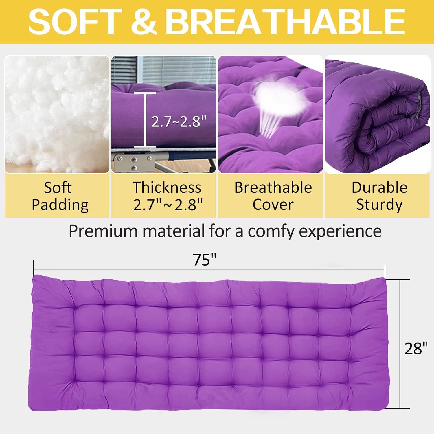 Cot, Camping Cot with Comfortable Thick Pad Cots for Sleeping Heavy Duty Camping Bed Folding Cot Double Layer Oxford with Carry Bag for Home Nap Outdoor Travel