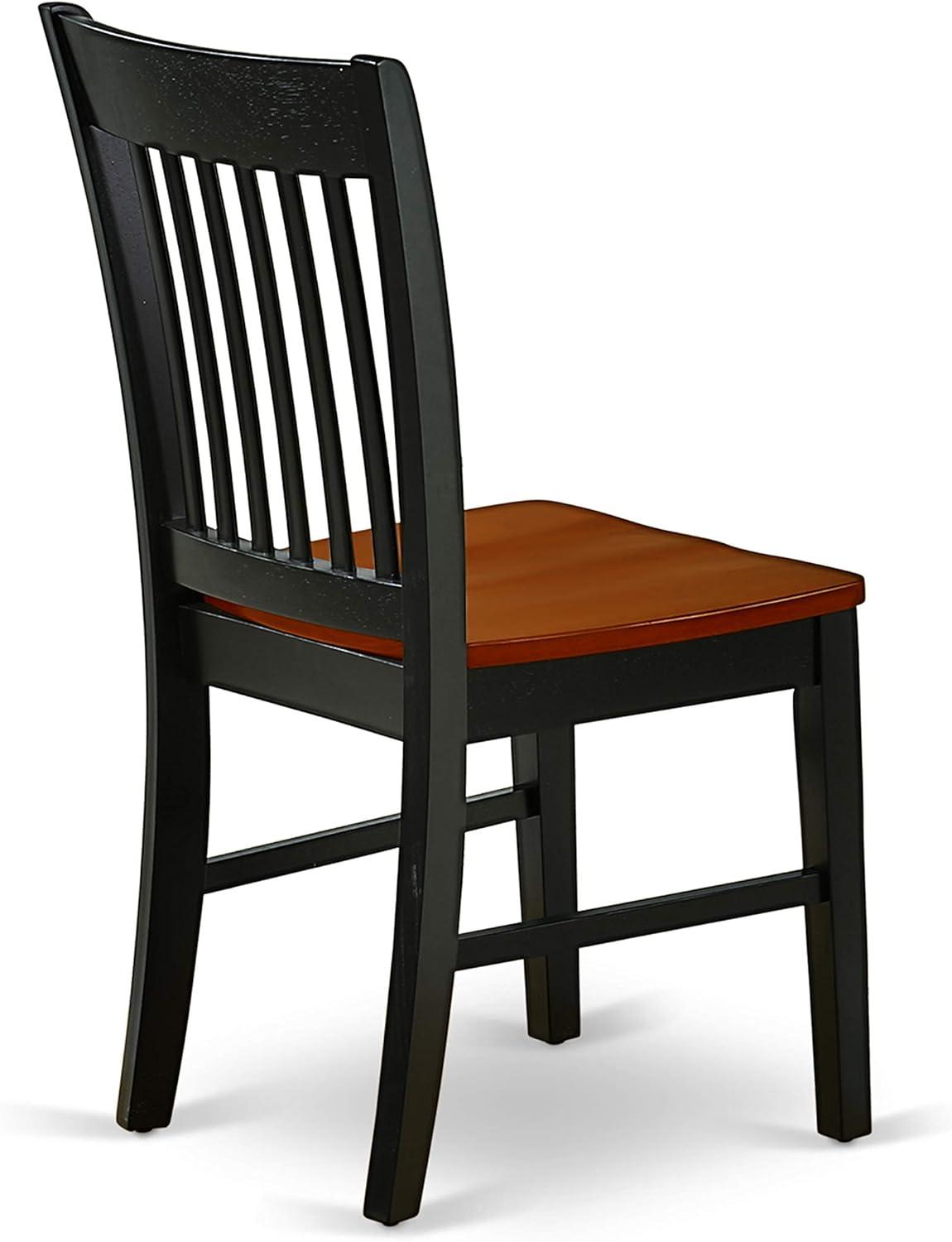 Norfolk Solid Wood Slat-Back Dining Chair in Black & Cherry, Set of 2