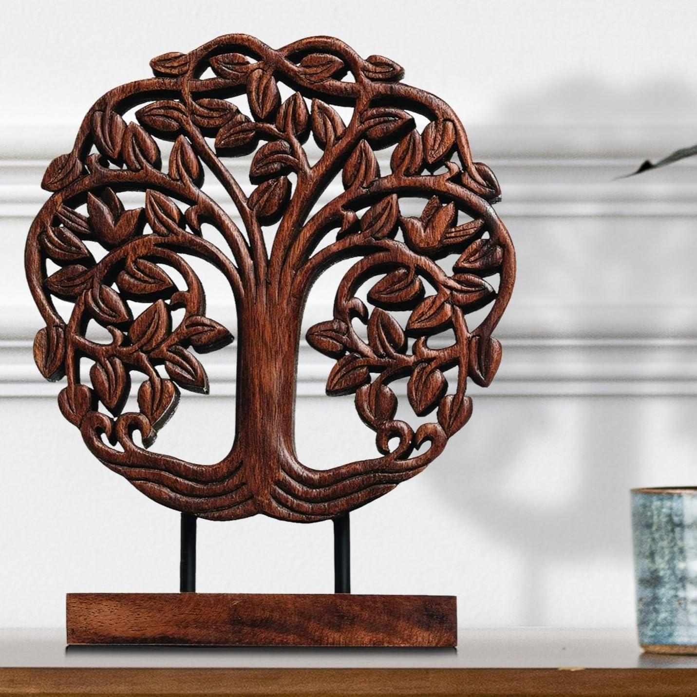 Decozen Wooden Tree of Life Sculpture – Gifts for Mom or Dad on Mother’s Day, Father’s Day, or Birthday – Acacia Wood Sculpture for Home, Office, Living Room, or Boho and Mantle Décor