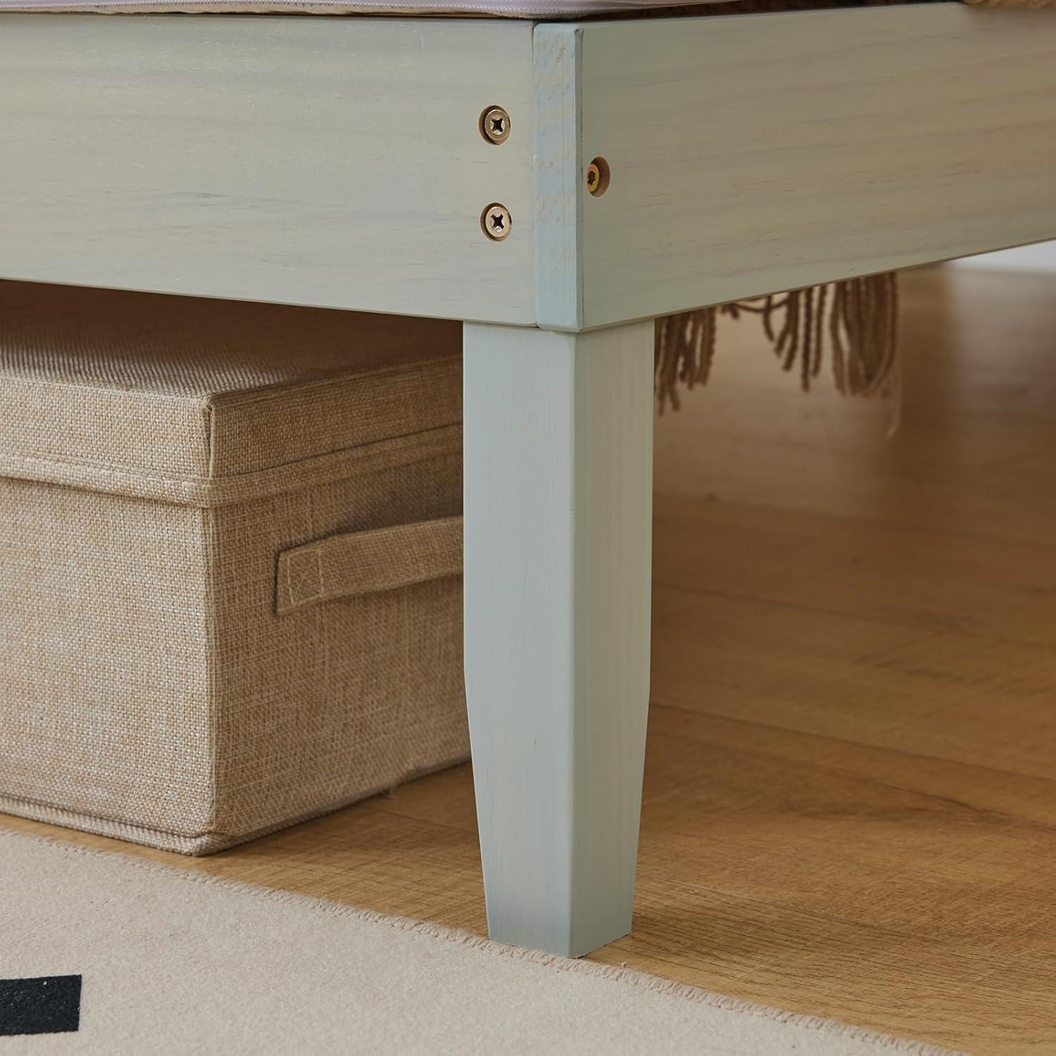 Gray Wood Bed Frame Queen Size Platform Bed with Headboard