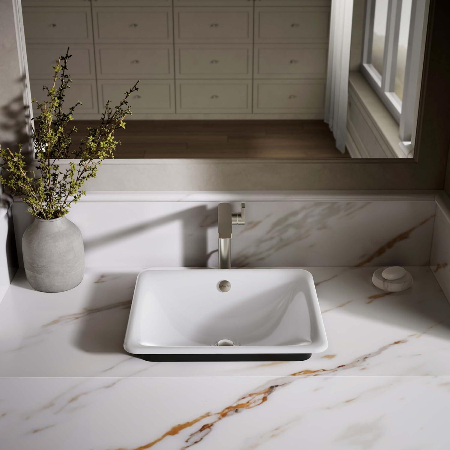 Iron Plains 6.3" Tall Metal Rectangular Bathroom Sink with Overflow