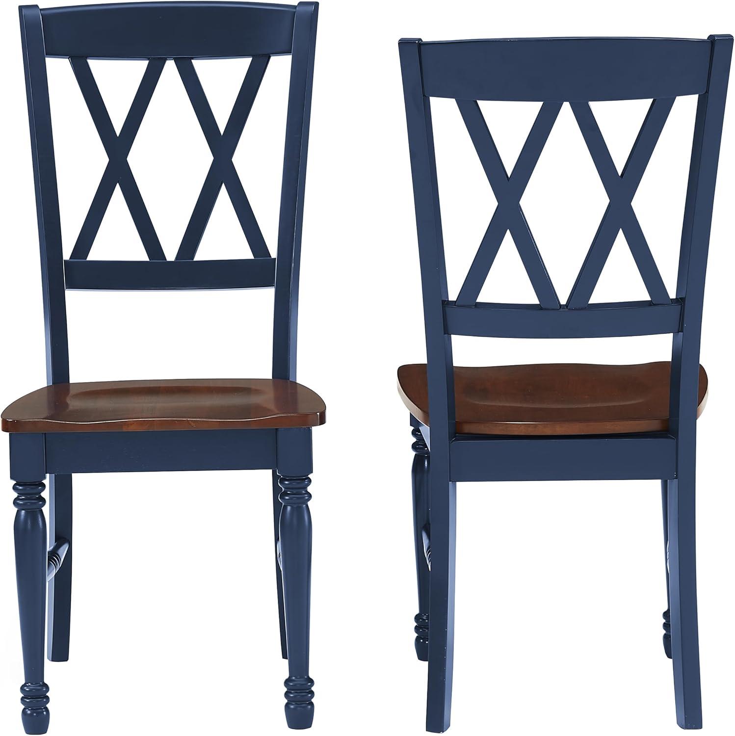 Crosley Shelby 2pc Dining Chair Set Navy: Rubberwood Frame, Armless Design, Traditional Farmhouse Style