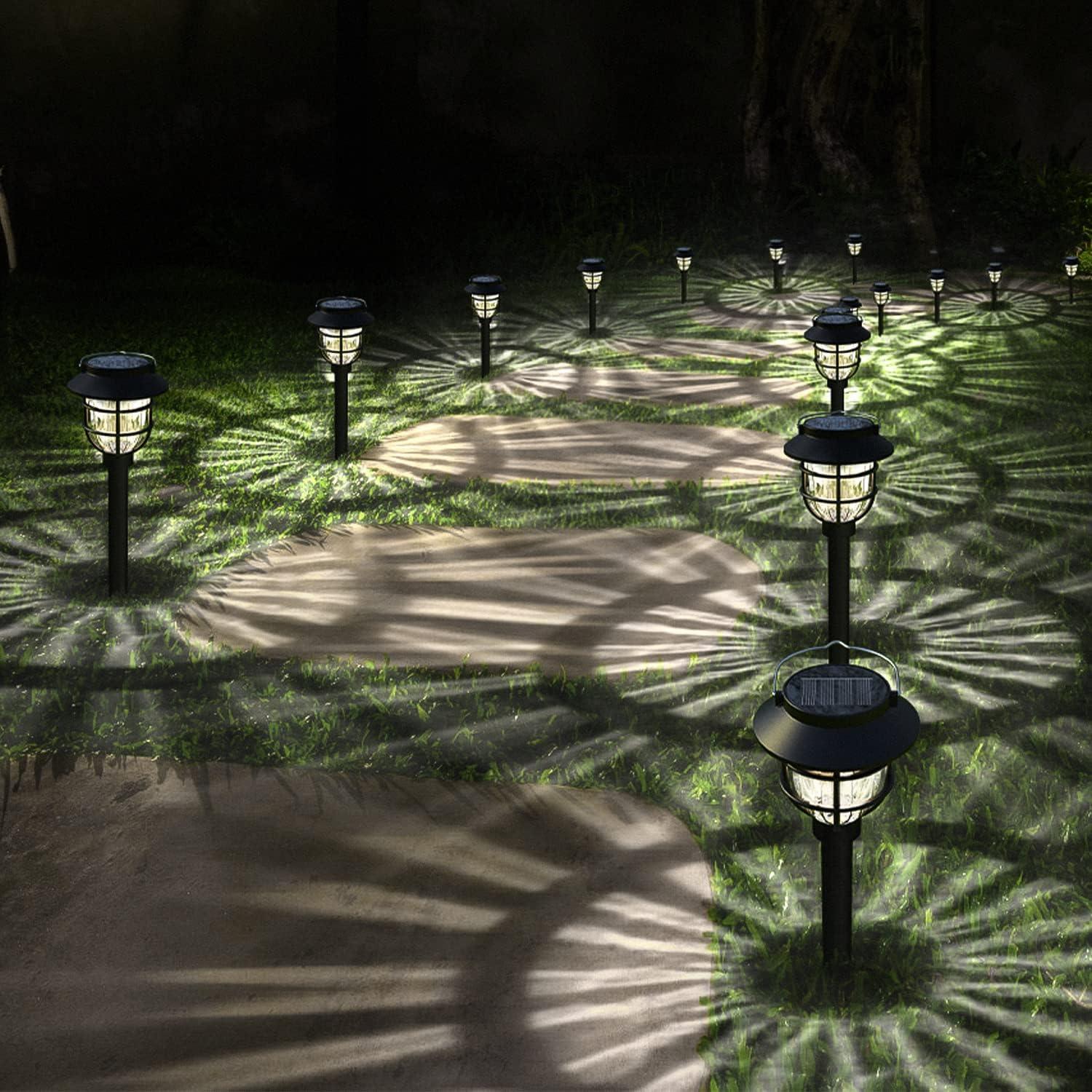 10 Pack Solar Pathway Lights Outdoor - Bright Solar Powered Garden Lights with 3000K Warm LED, Auto On/Off Waterproof Path Lights Decorative, Landscape Lighting for Yard Patio Walkway Driveway