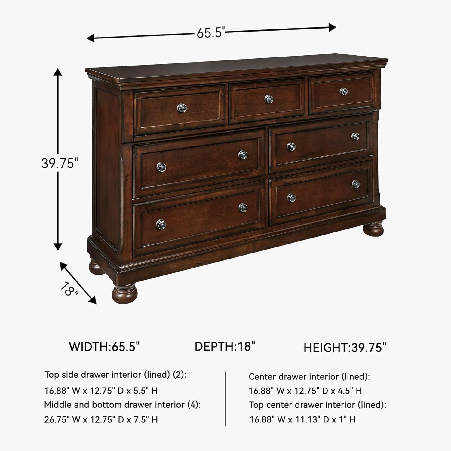 Ashley Furniture Flynnter 7 Drawer Dresser in Medium Brown