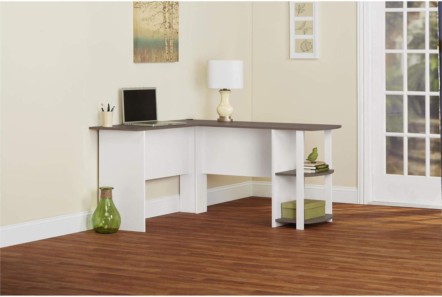 Ameriwood Home Dominic L Desk with Bookshelves, White