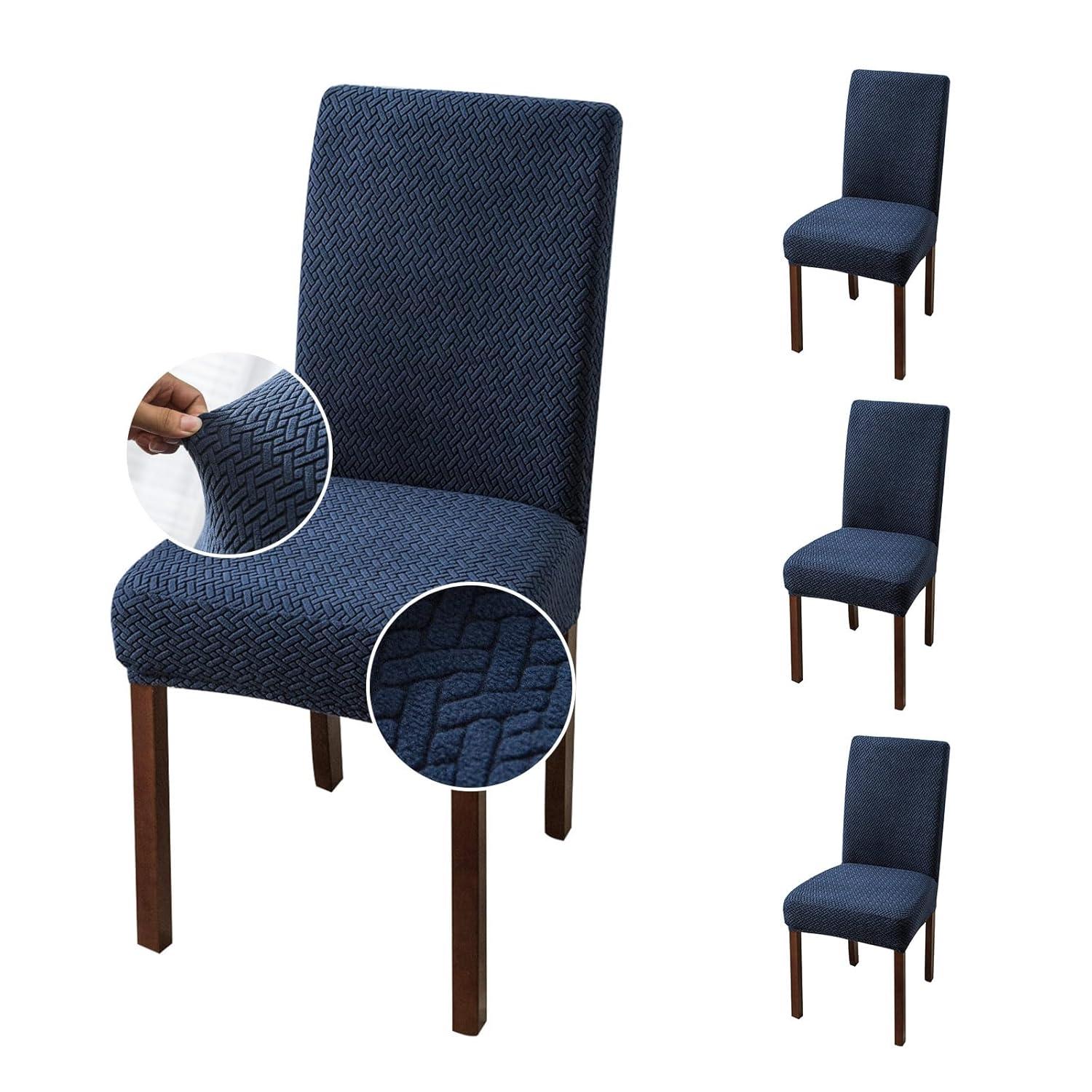 Chair Covers for Dining Room 4 Pack Navy Blue Chair Covers Super Fit Washable Kitchen Chair Protector Cover for Dining Room, Hotel, Ceremony