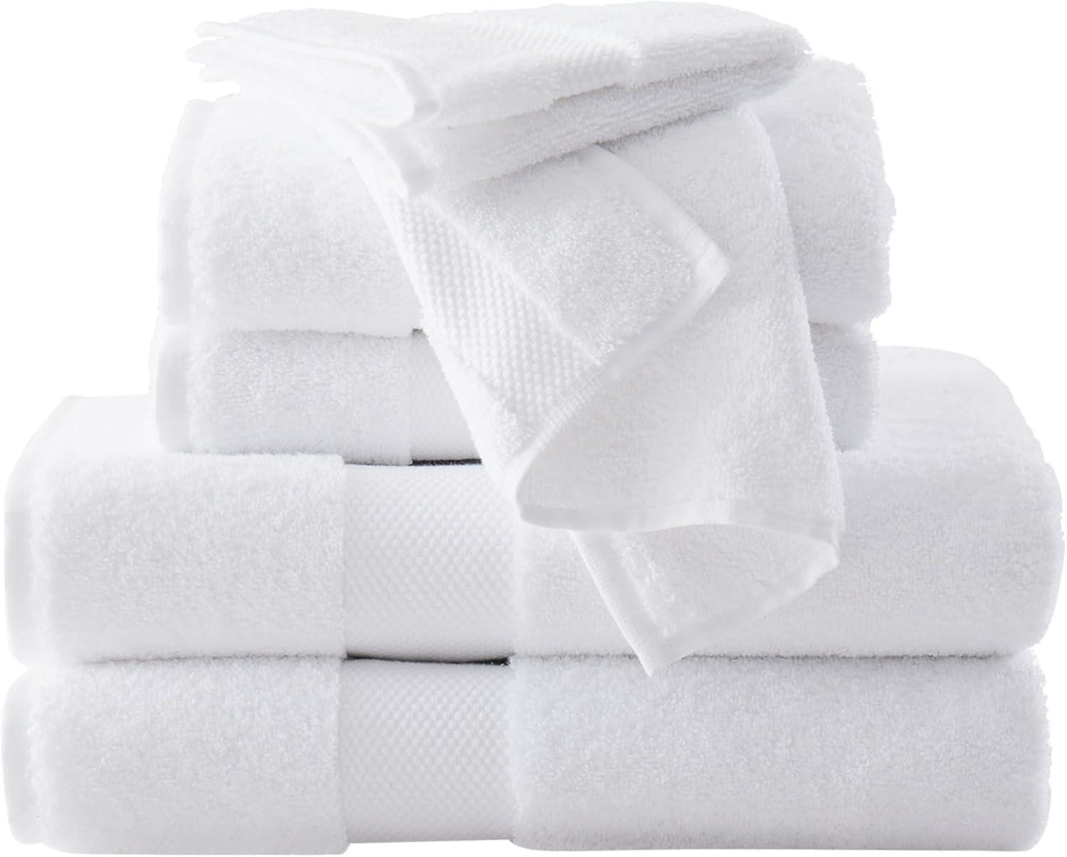 6pc Solid Bath Towel Set White - Brooklyn Loom: Luxury Heavyweight 550-800 GSM, Machine Washable