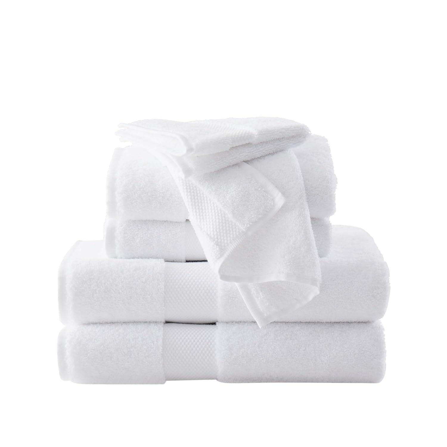 6pc Solid Bath Towel Set White - Brooklyn Loom: Luxury Heavyweight 550-800 GSM, Machine Washable