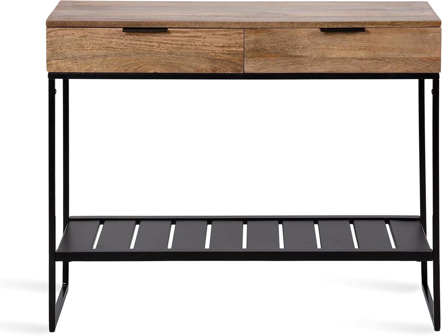 Kate and Laurel Malone Rectangle Wood Console Table, 36x13x31, Natural and Black