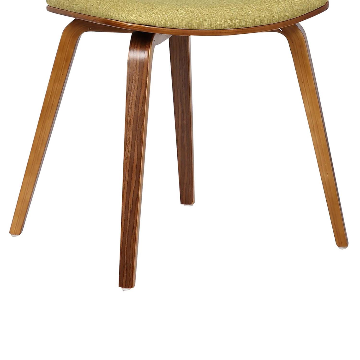 Jaguar Mid-Century Modern Kitchen Dining Table Accent Chair in Walnut Wood and Green Fabric
