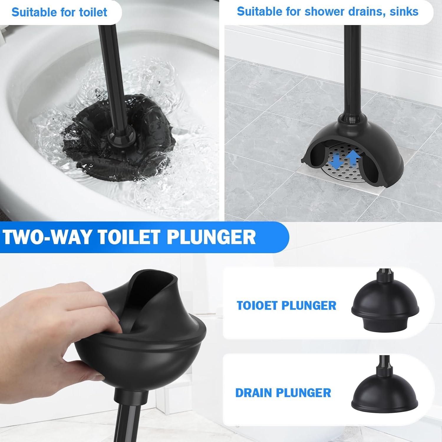 SRIAA Toilet Brush Plunger Set-Bathroom Cleaning Tools, Detachable & Extended Handles, Cleaning Brush and Bathroom Supplies.