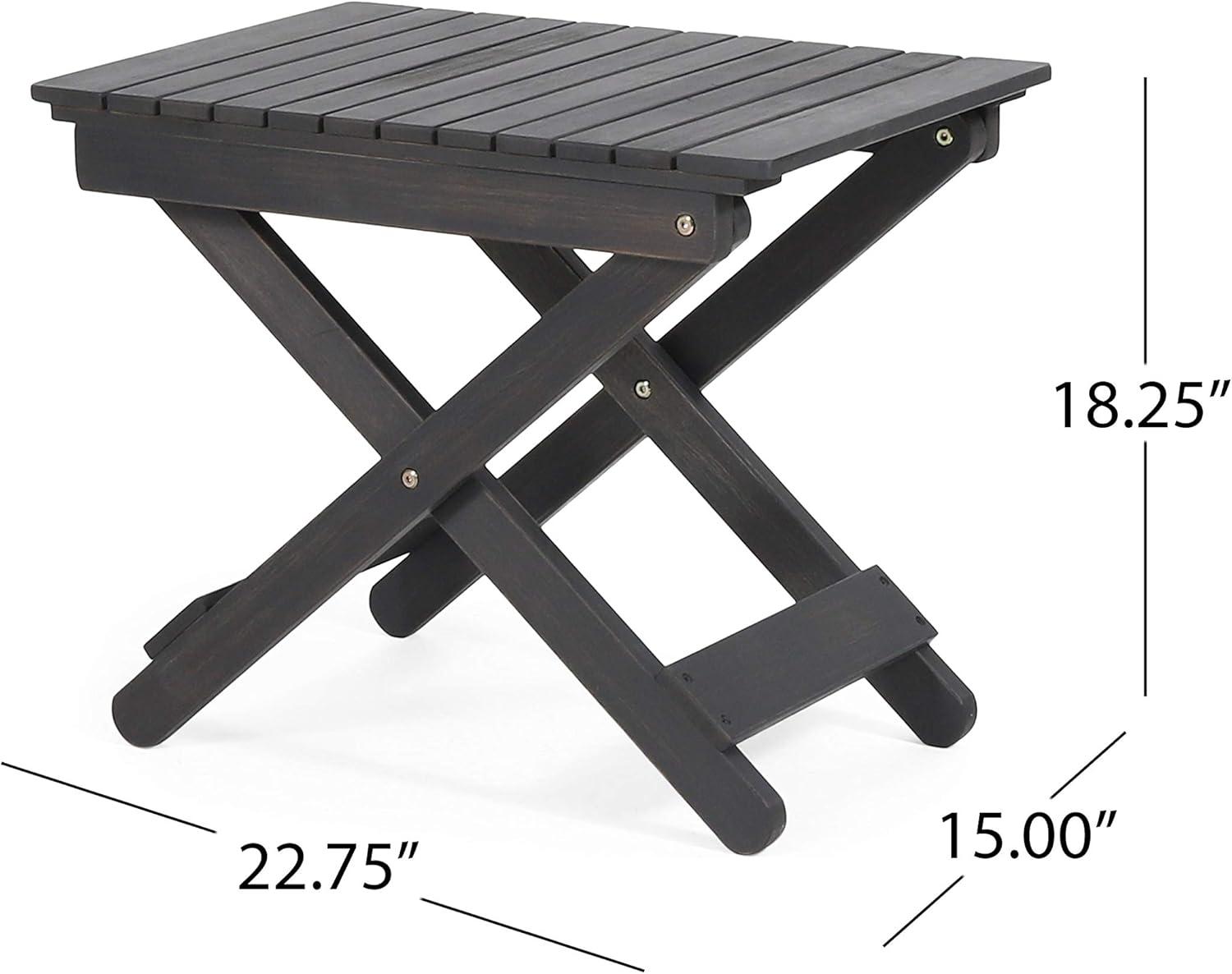 Dark Gray Acacia Wood Outdoor Folding Side Table