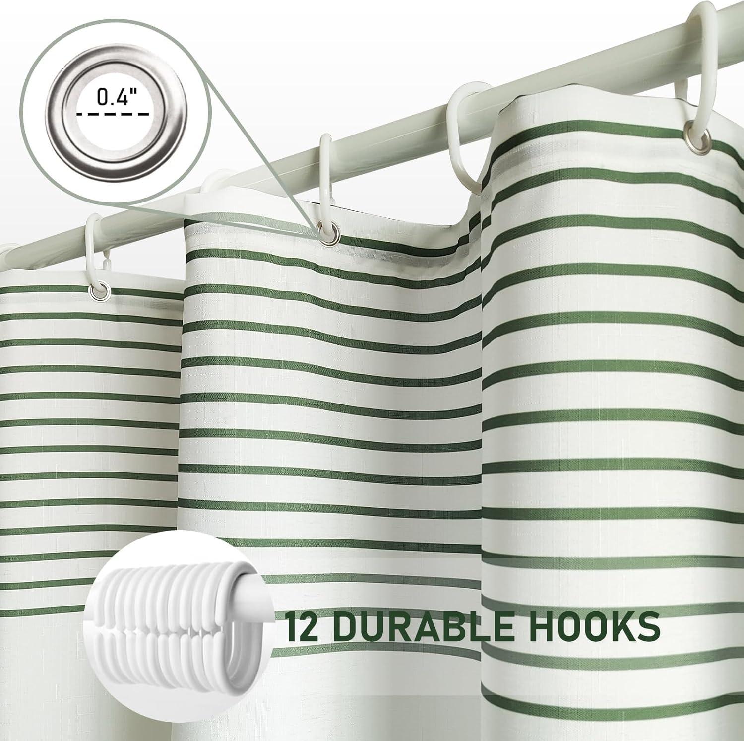 Broddrick Striped Shower Curtain with Hooks Included