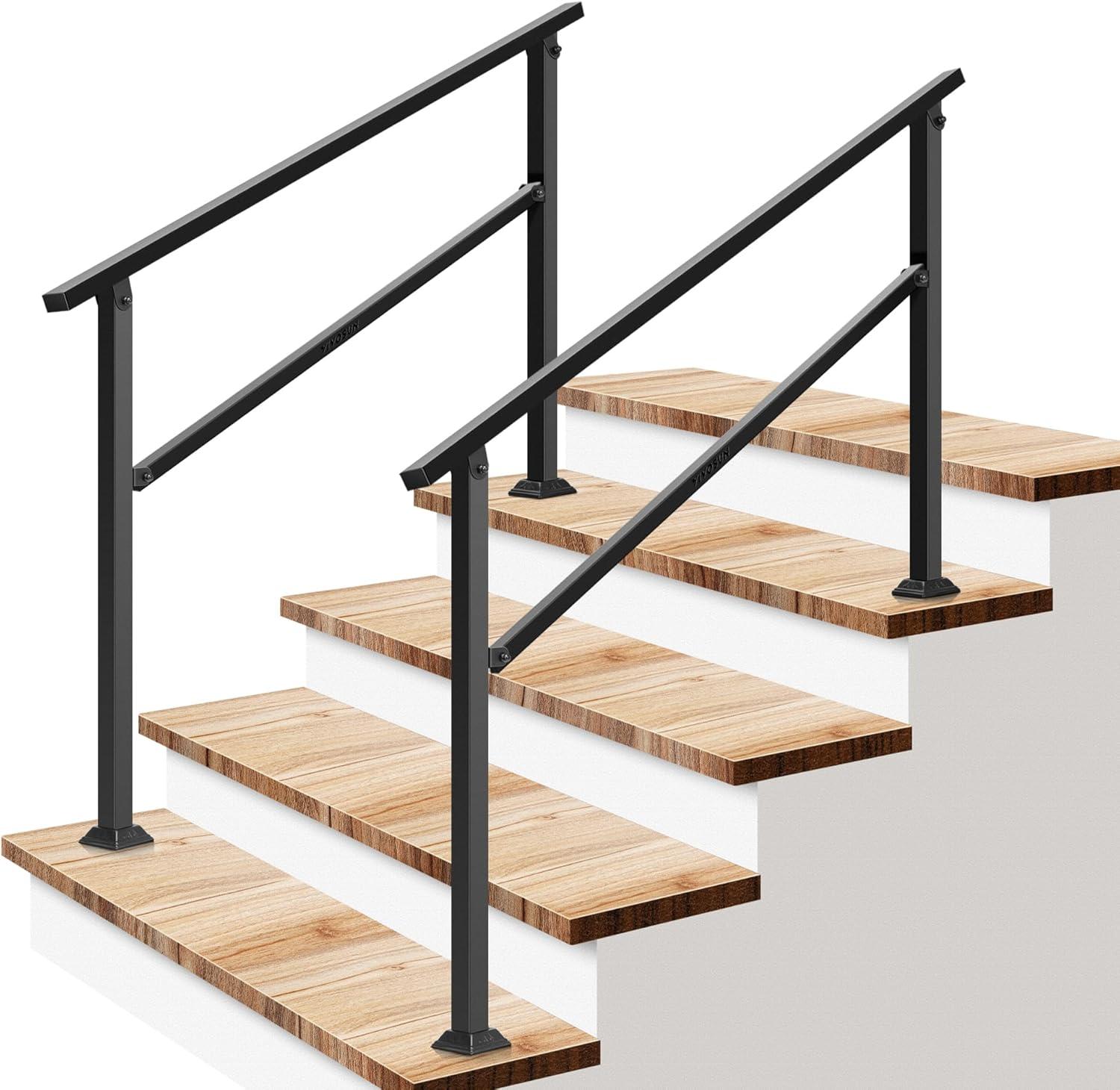 2-Pack 36 in. H x 54 in. W Black Outdoor Wrought Mattle Iron Stair Railing Kit