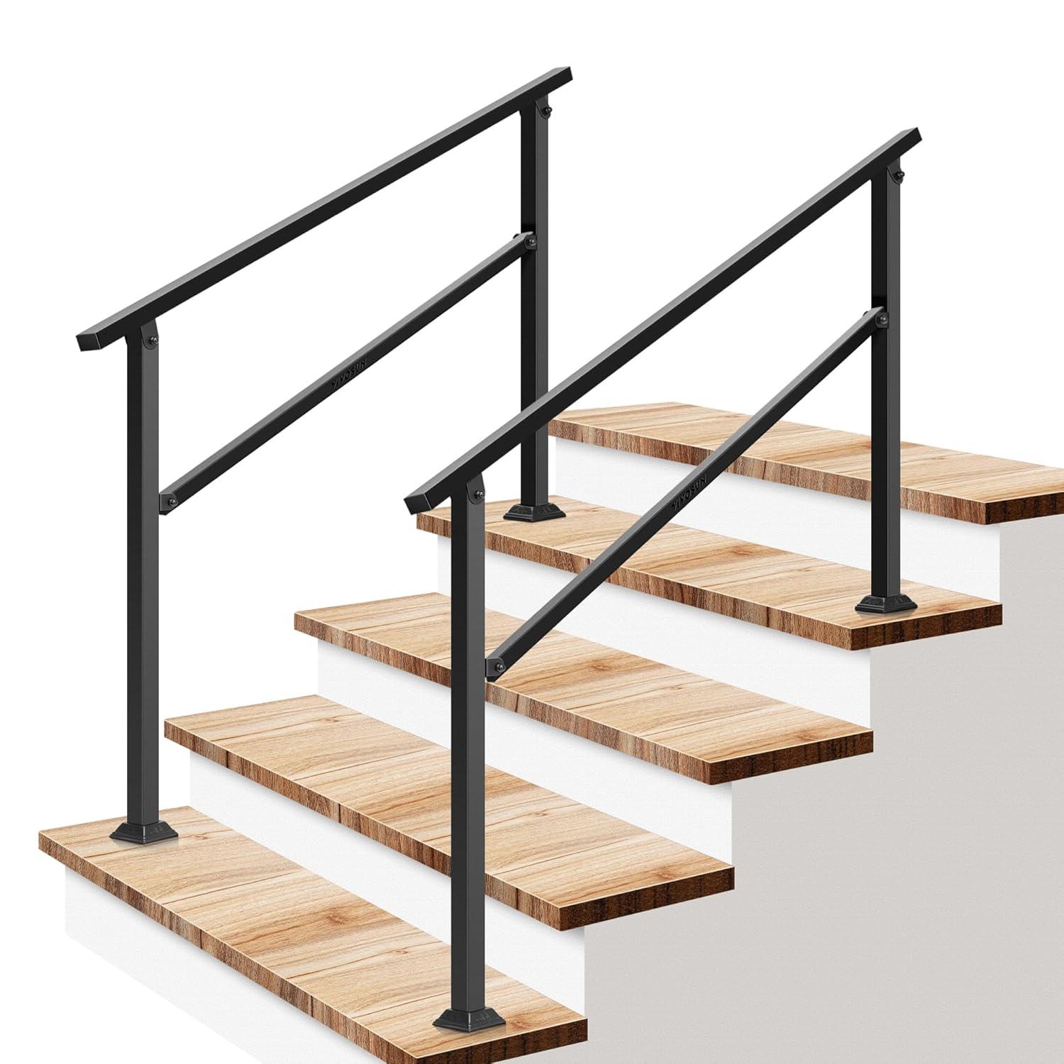 2-Pack 36 in. H x 54 in. W Black Outdoor Wrought Mattle Iron Stair Railing Kit