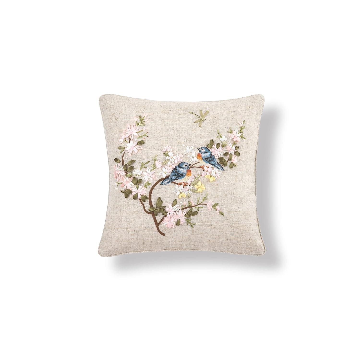 C&F Home Bluebird Hand Crafted Ribbon Easter Spring Art Pillow