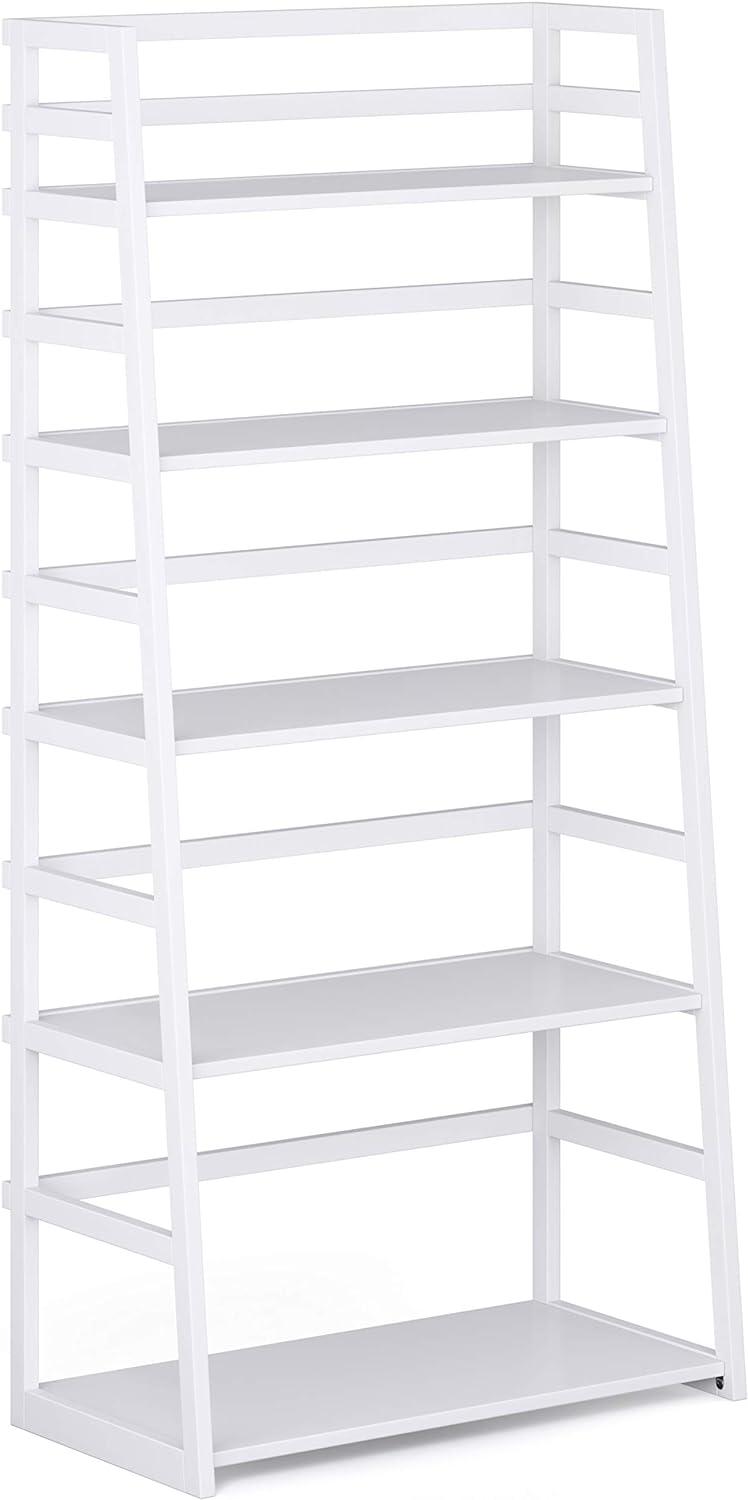 Acadian Solid Wood 4-Tier White Ladder Shelf Bookcase