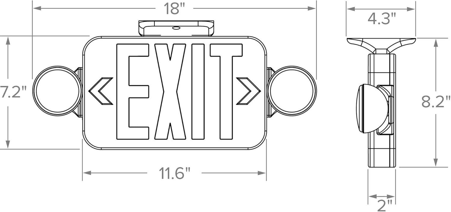 White Plastic LED Exit Sign with Emergency Lights