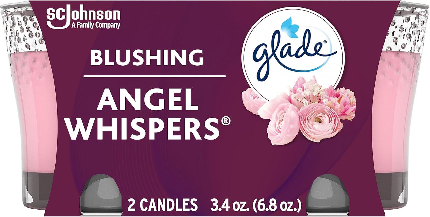 Blushing Angel Whispers Floral Gel Jar Candles, 2 Pack