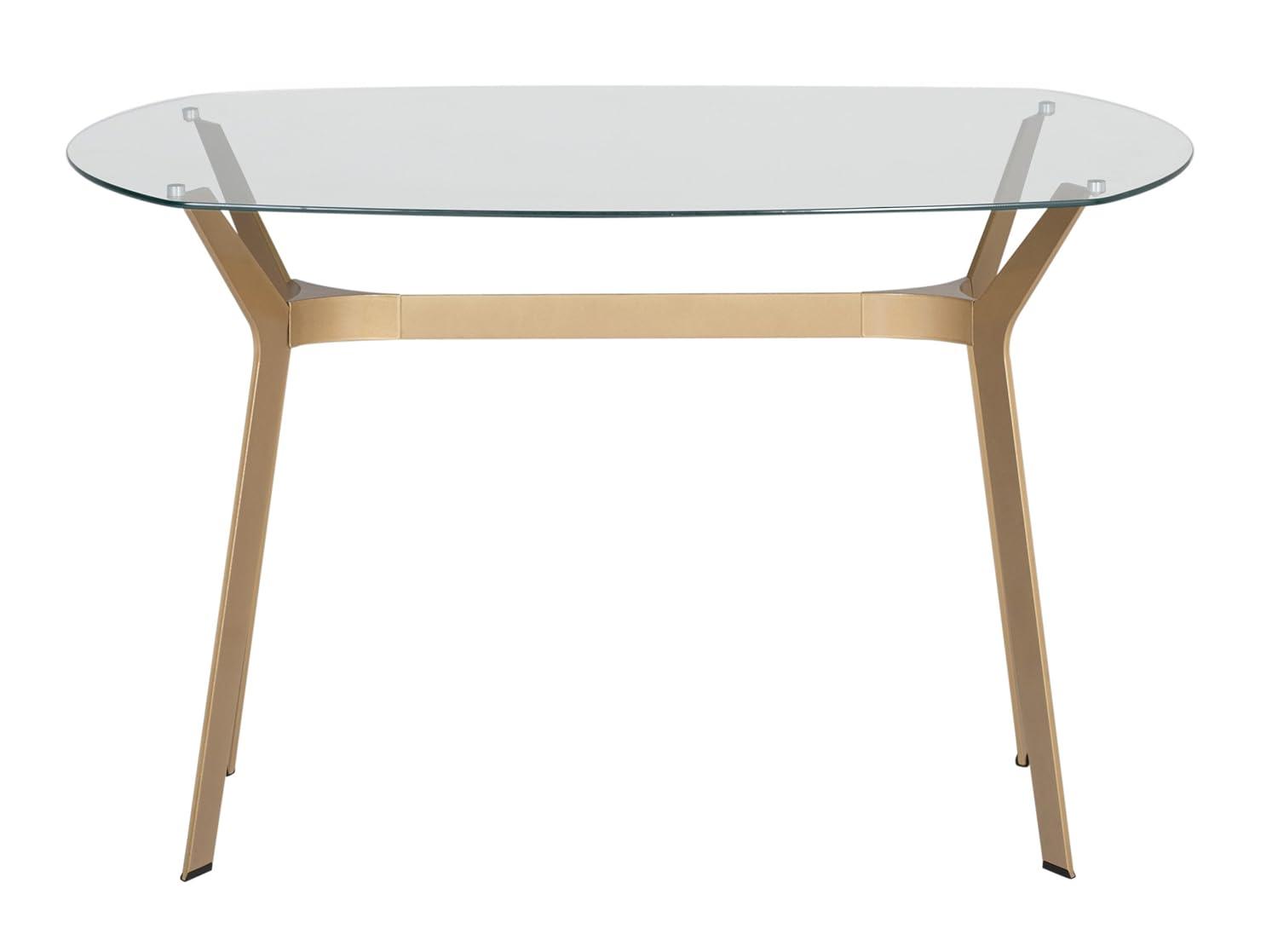Fleischmanns Oval Glass Top Metal Base Writing Desk