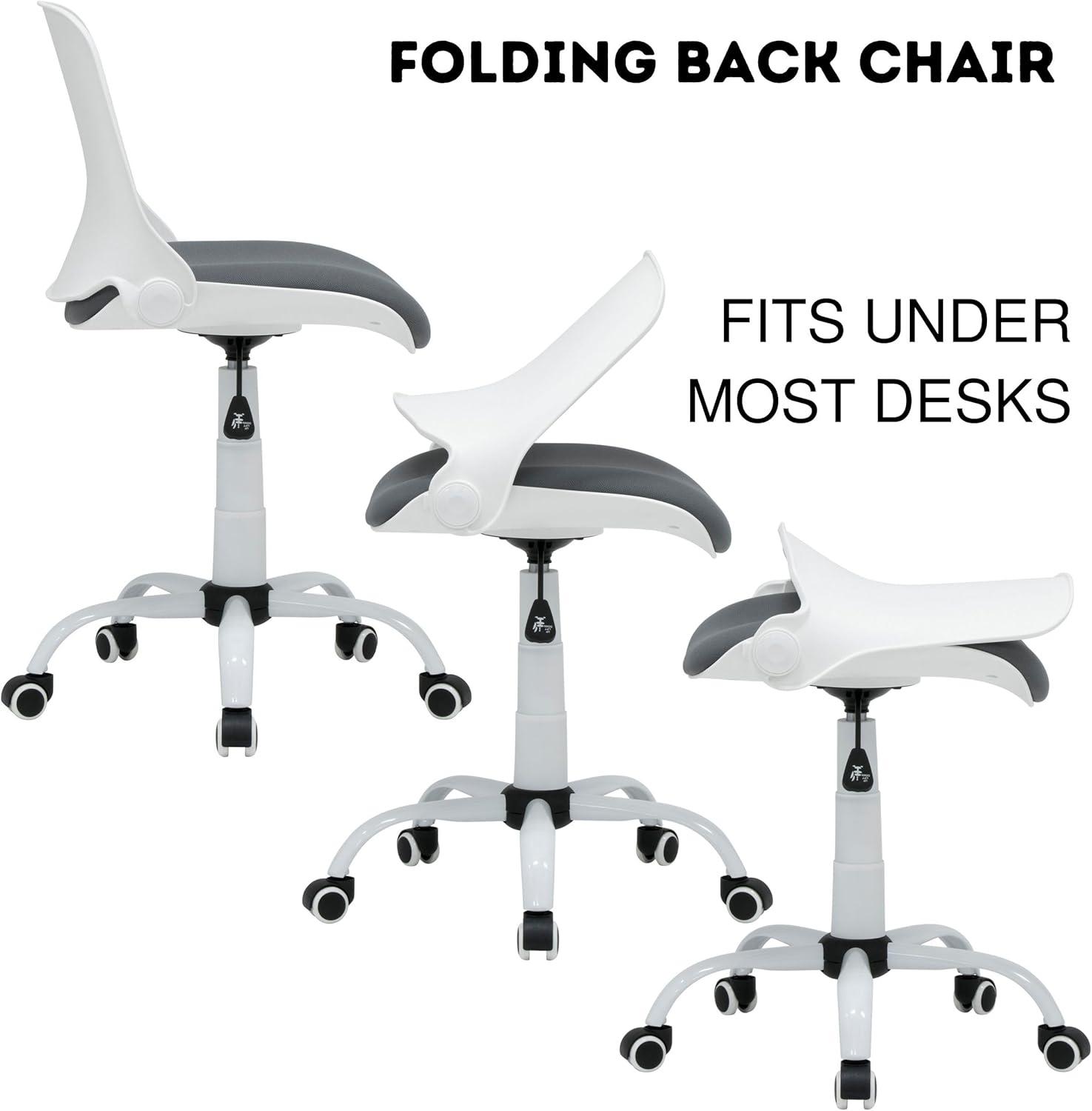 Ergonomic White and Gray Fabric Swivel Task Chair