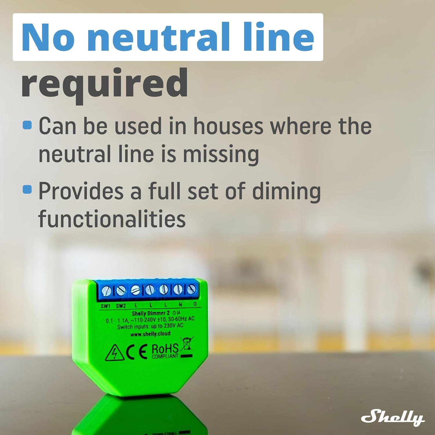 Shelly Dimmer 2 WiFi Smart Dimmer Switch with Power Monitoring