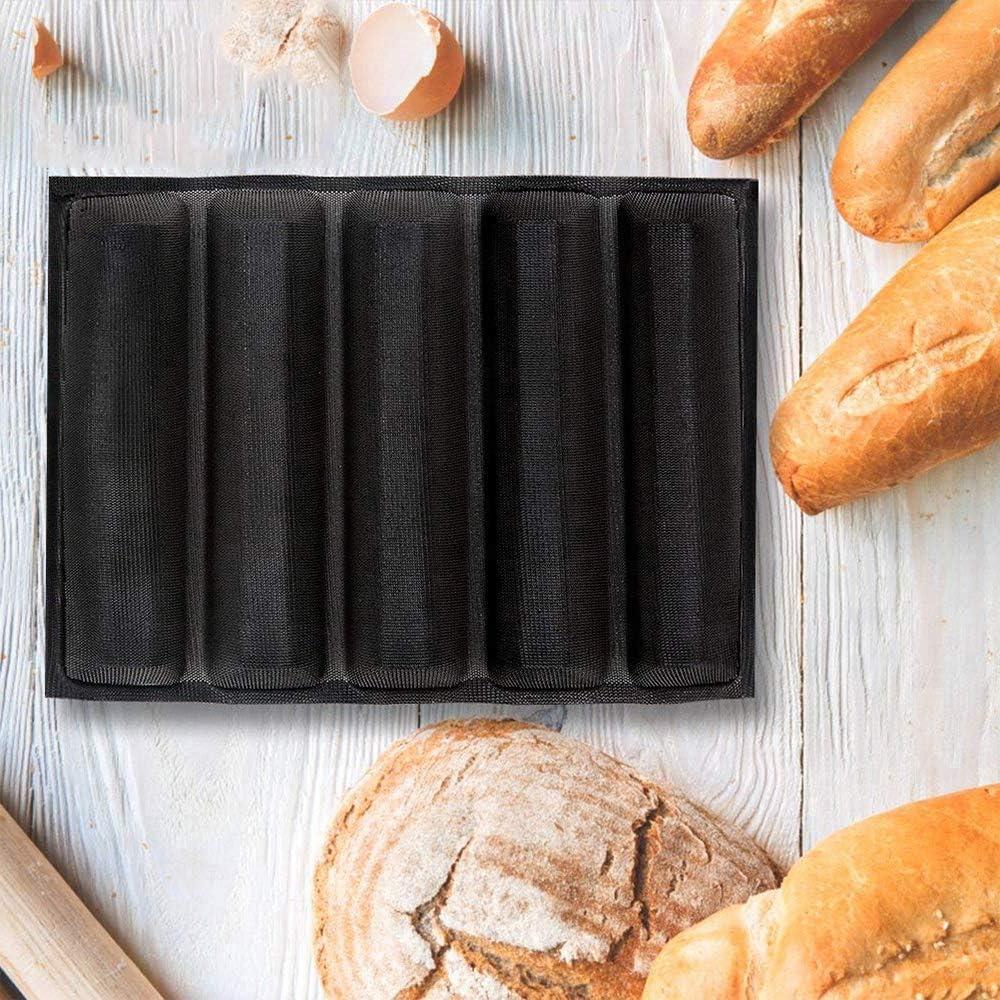 Silicone Perforated Baking Forms Sandwich Mold French Baguette Bread Pan Food Mat 5 Loaf Non-Stick Baking Liners