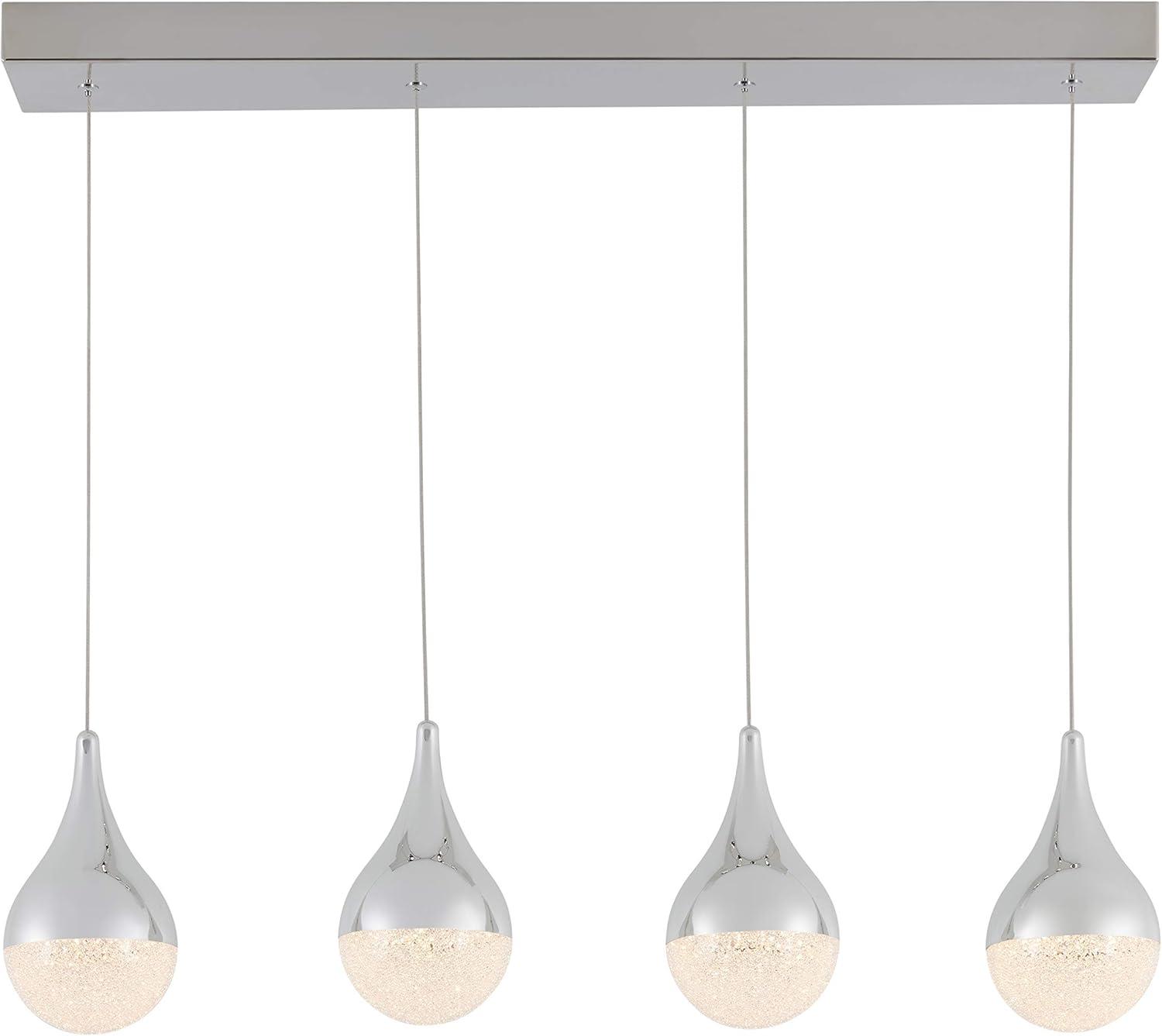 Chrome and Glass 4-Light LED Pendant Light Fixture