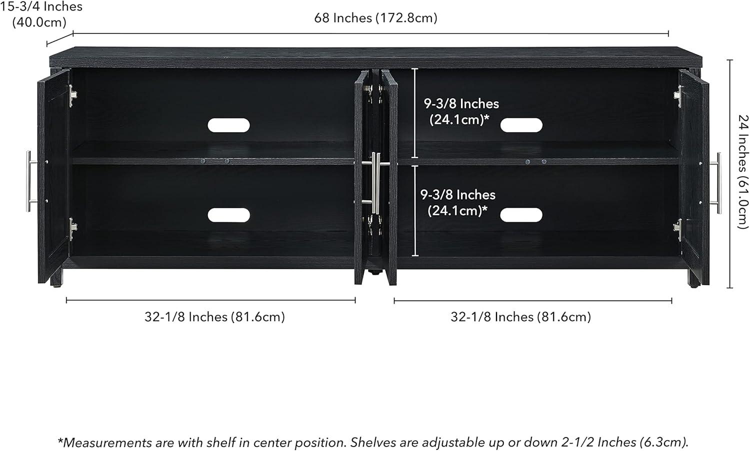 Heath & Cliff Strahm Rectangular TV Stand for TV's up to 75" Black Grain