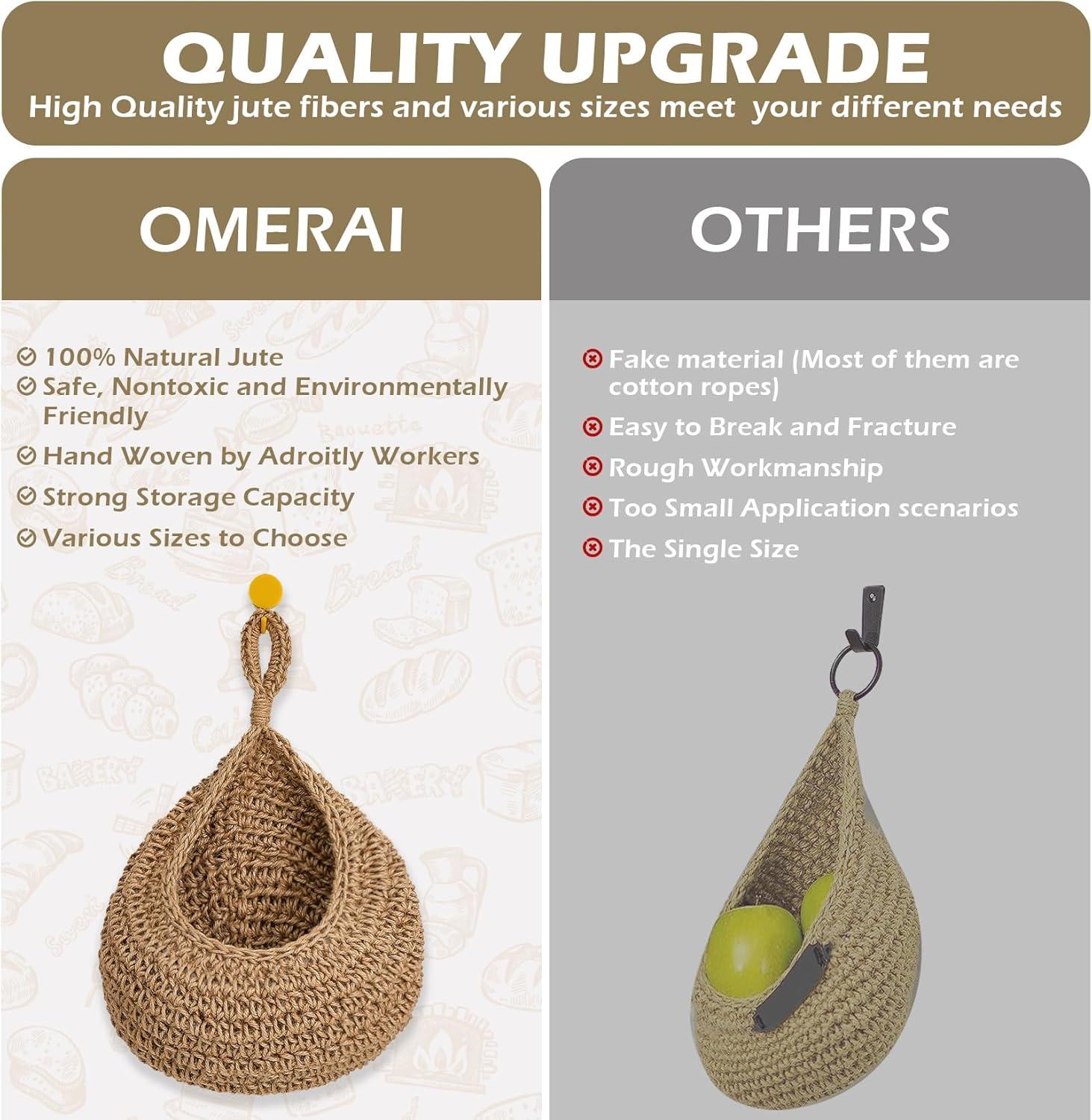 Hanging Fruit Baskets For Kitchen, 3 Pack Wall Hanging Fruit Baskets Boho Hanging Wall Basket, Hanging Kitchen Baskets For Fruits, Vegetables And Onion Storage (Set of 3)