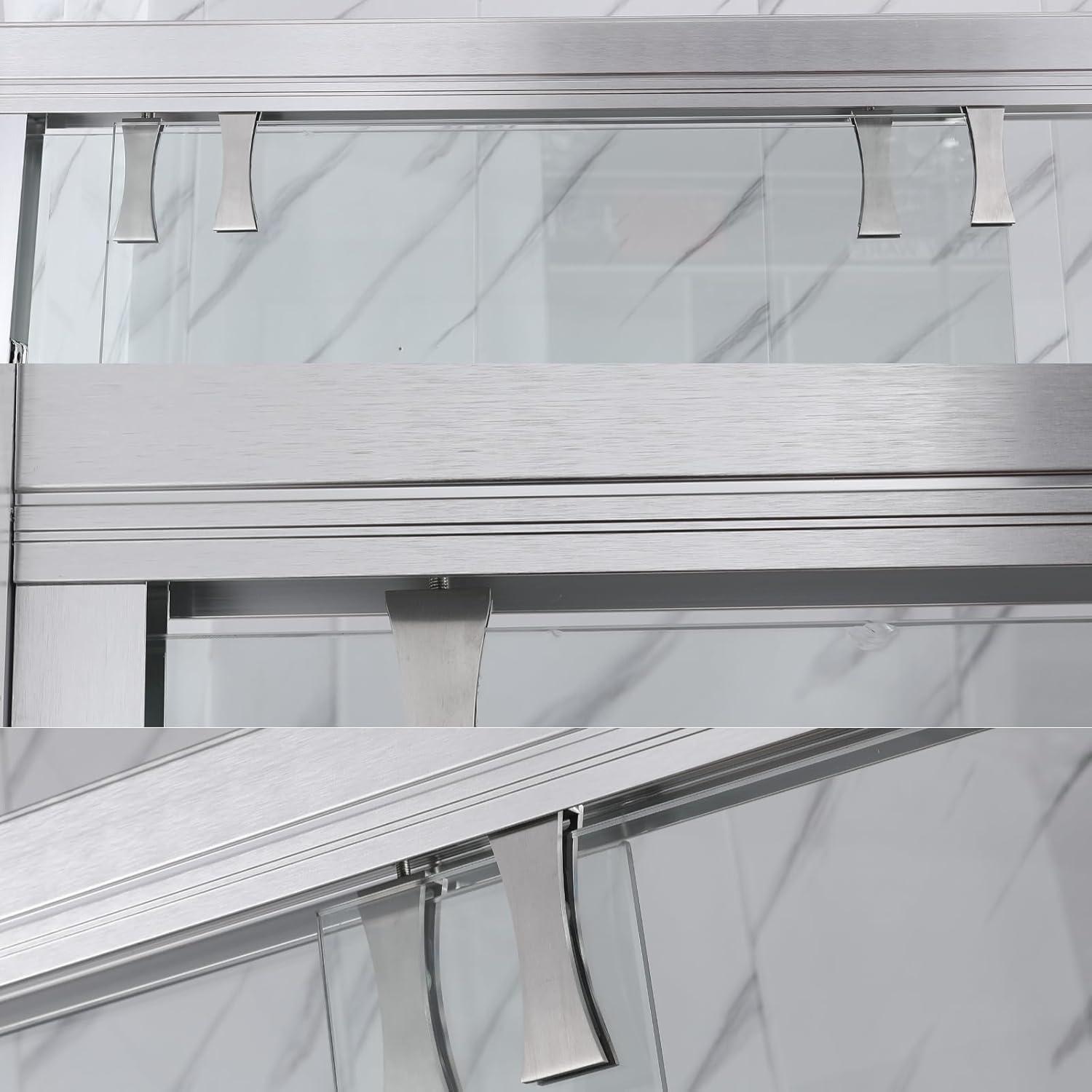 56-60 In. X 76 In Double Sliding Shower Door, 5/16 In Clear Tempered Glass Easy-Clean Coating Chrome