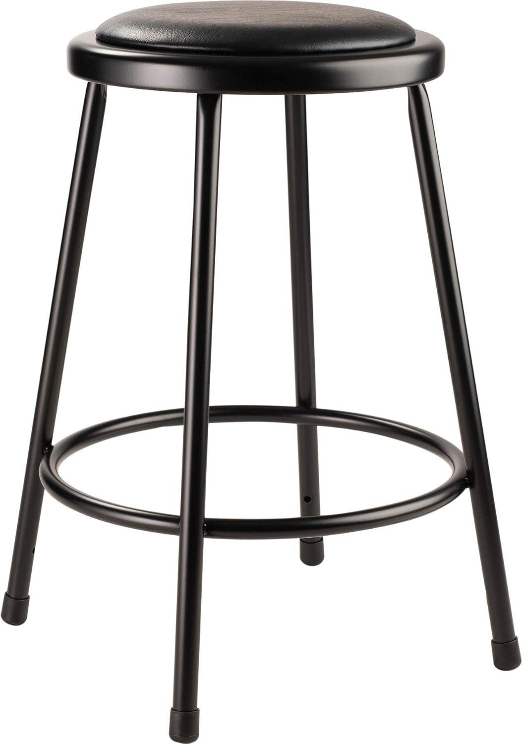 24" Black Vinyl Padded Steel Laboratory Stool