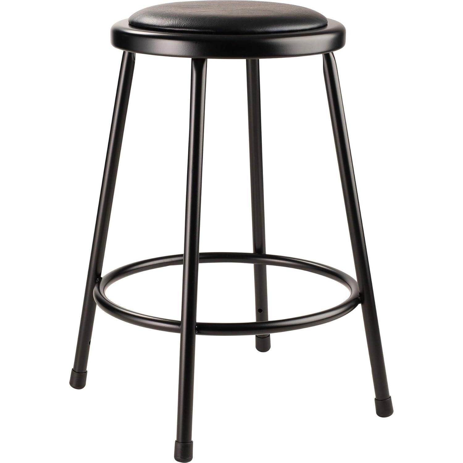 National Public Seating 6400 Series Heavy Duty Vinyl Padded Steel Lab Stool with Footing