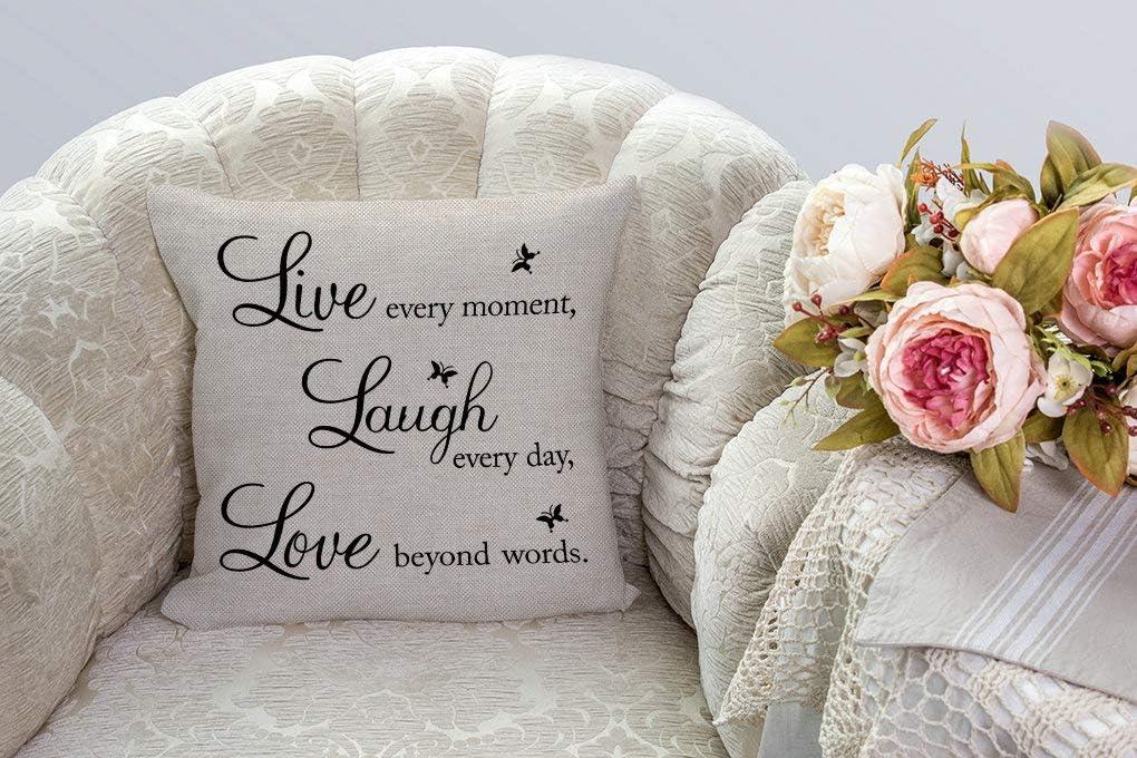 Live Laugh Love Quote Cotton Linen Throw Pillow Cover