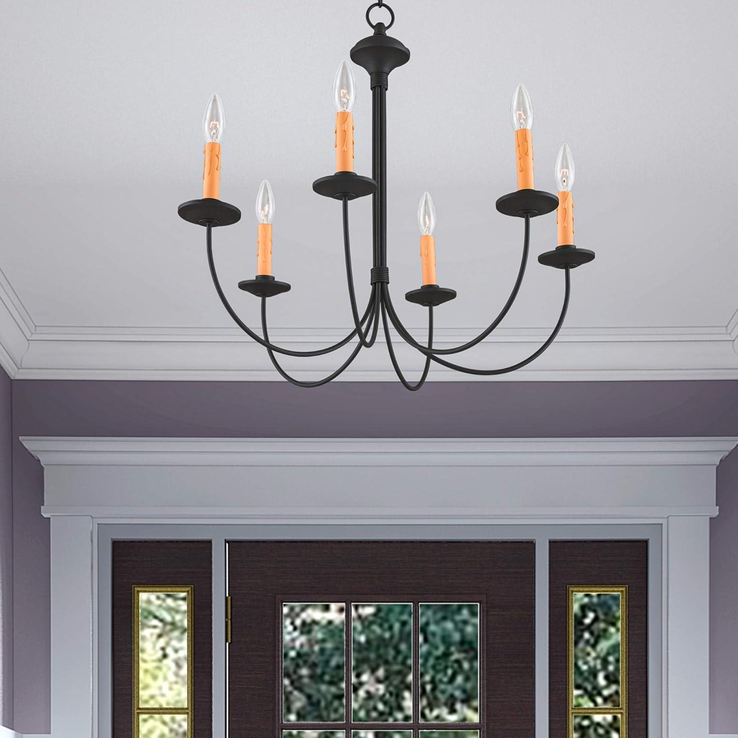 Heritage Black Steel 6-Light Candelabra Chandelier